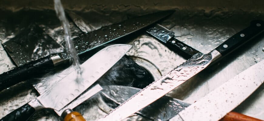 when should a knife be cleaned and sanitized