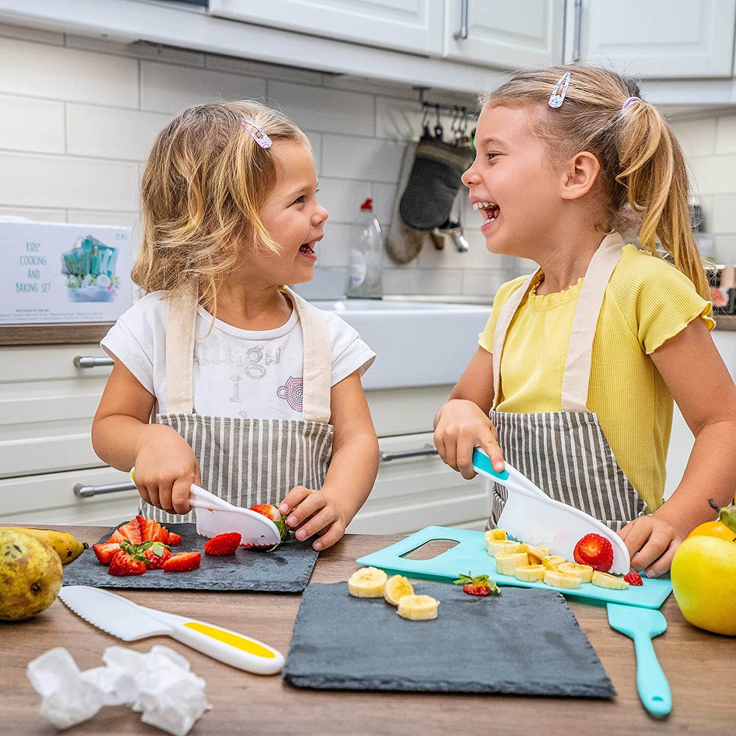 a plastic knife and kids