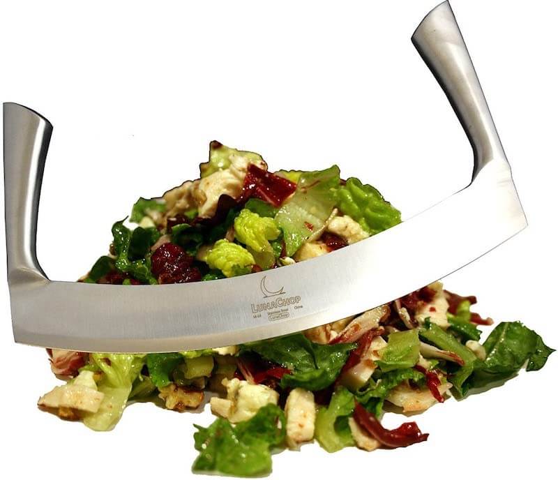 Mezzaluna Knife (Pizza Cutter) Vegetable Chopper for Chopped Salad