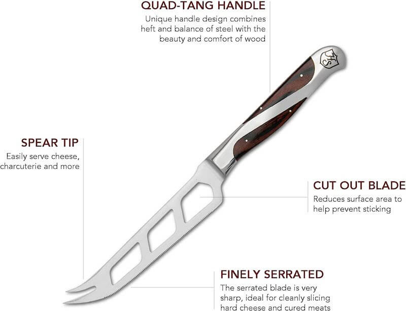 Hammer Stahl 5-Inch Cheese and Tomato Knife - Finely Serrated German Forged Stainless Steel Blade - Durable Quad-Tang Pakkawood Handl